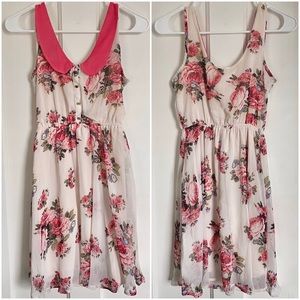 Xhilaration Rose Dress Sz XS Peter Pan Collar Pink Bridgerton Tea Dress